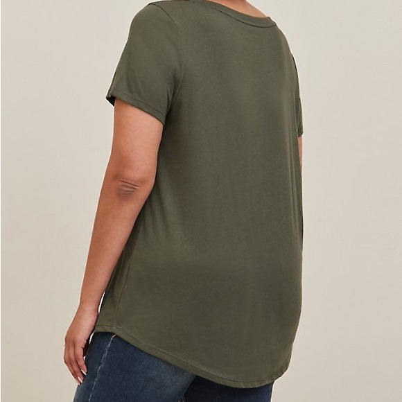 Torrid Girlfriend Signature Jersey V-Neck Tee Olive Green - Picture 4 of 5